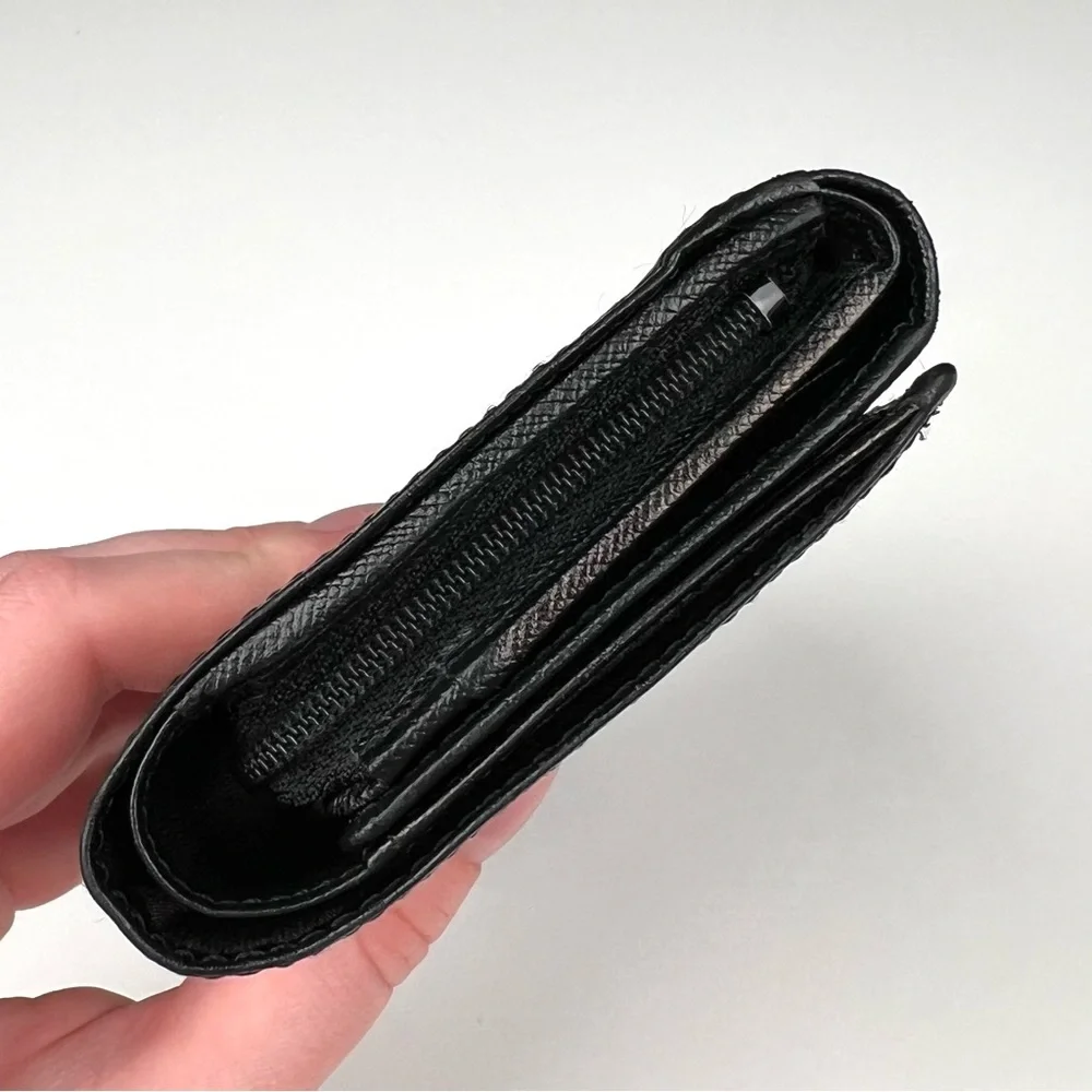 Burberry Nova Check Embossed Leather Trifold Wallet Black